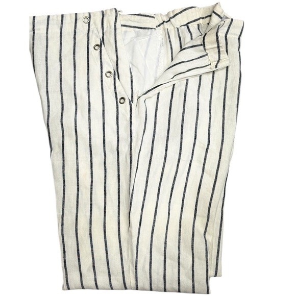 Chico’s Casual Workwear Vacation 100% Linen Travel Striped Wide-Leg Pants - Picture 12 of 13
